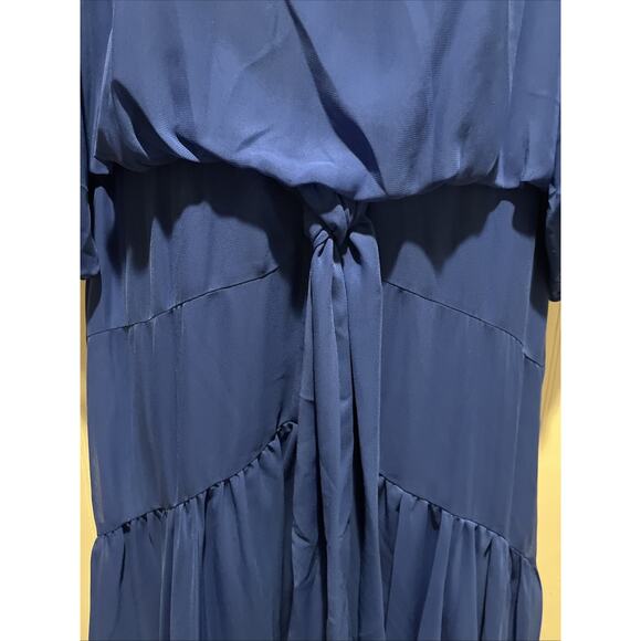 Taylor Royal Blue Azure Chiffon V neck High Low Midi Dress Medium - Picture 4 of 9